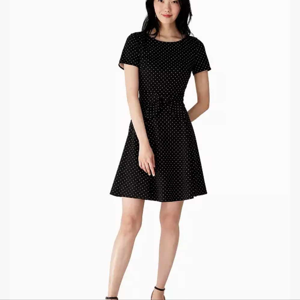 Kate Spade Larabee Dot Tie-waist Ponte Dress